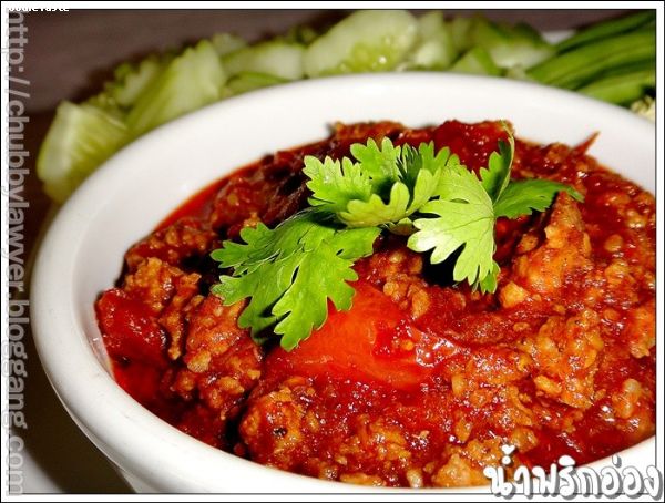 สูตรน้ำพริกอ่อง (Nam prik Onk: Minced pork and tomatoes chili dip)